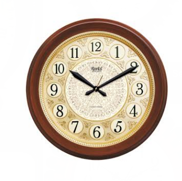 Ajanta Premium Round Analog Wooden Wall Clock with Golden Dial (Model: 2817)