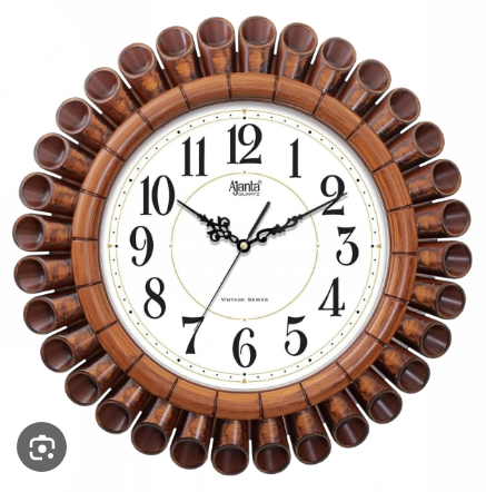 Ajanta Vintage Series Round Bamboo-Style Brown Analog Wall Clock (Model: 1257)