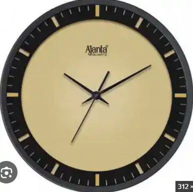 Ajanta Abstract Minimalist Black & Gold Round Analog Wall Clock (Model: 2147)