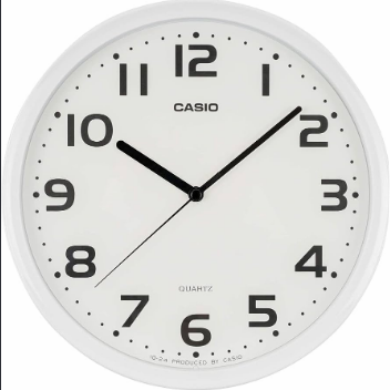 Casio White Round Analog Wall Clock (Model: IQ-24-7DF)