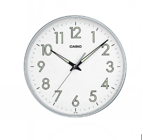 Casio Silver Round Analog Wall Clock with Luminous Hands (Model: IQ-58-7DF)