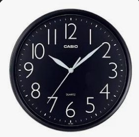 Casio Black Round Analog Wall Clock with Thin Bezel (Model: IQ-01-1DF)
