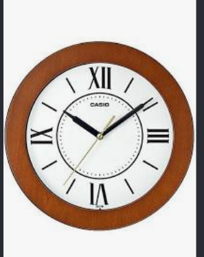 Casio Brown Wooden Finish Round Analog Wall Clock with Roman Numerals (Model: IQ-126-5DF)