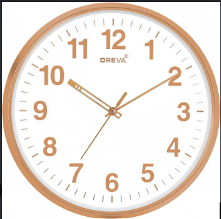 Oreva Rose Gold Round Analog Wall Clock with White Dial (Model: AQ-5557)