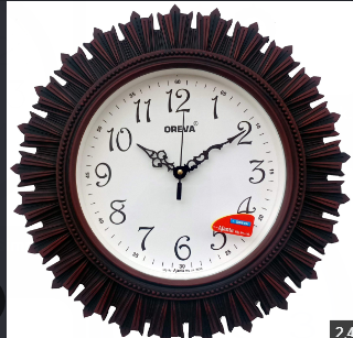 Oreva Vintage Designer Round Sunburst Brown Wall Clock (Model: AQ-1767)