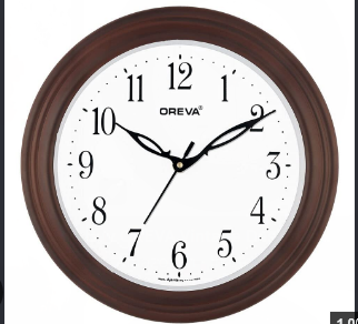 Oreva Plastic Round Shape Simple Small Brown Wall Clock (Model: AQ-6687)