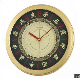 Seiko Celestial Classic Gold Round Wall Clock with Zodiac Characters (Model: QHA017GL)