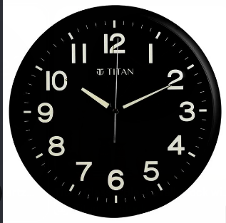 Titan Classic Round Black Dial Analog Wall Clock with Silent Sweep Technology (Model: W0002A)