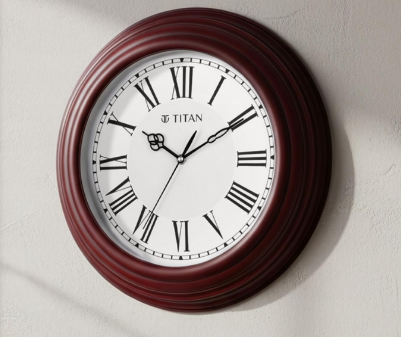 Titan Heritage Classic Round Maroon Textured Wall Clock with Roman Numerals (Model: W0020M)