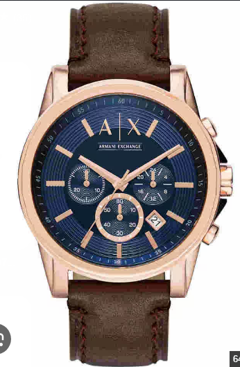 Armani Exchange Outerbanks Blue Dial Brown Leather Men's Watch (Model: AX2508)