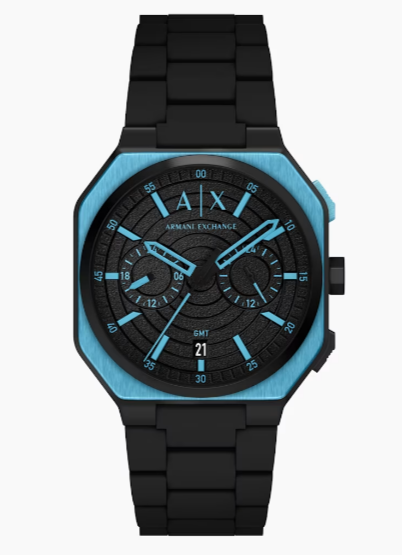 Armani Exchange Outerbanks Octagonal GMT Blue Accent Men's Watch (Model: AX1477)