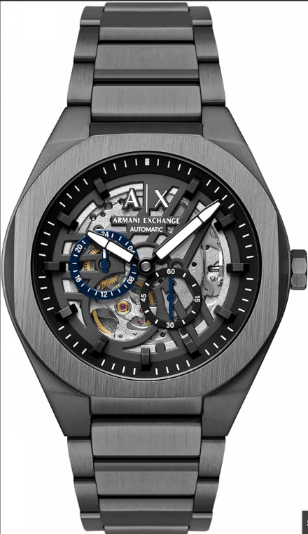 Armani Exchange Skeleton Dial Automatic Gunmetal Men's Watch (Model: AX2445)