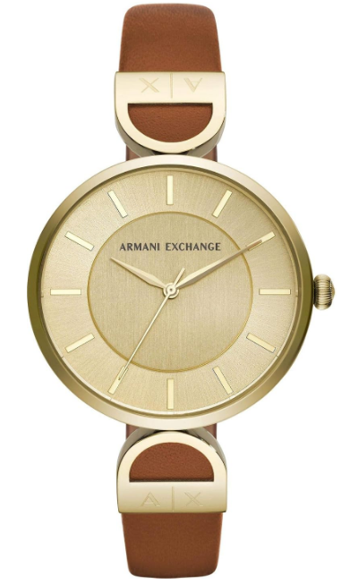 Armani Exchange Harper Black Mother of Pearl Dial Leather Strap Women's Watch (Model: AX5611)