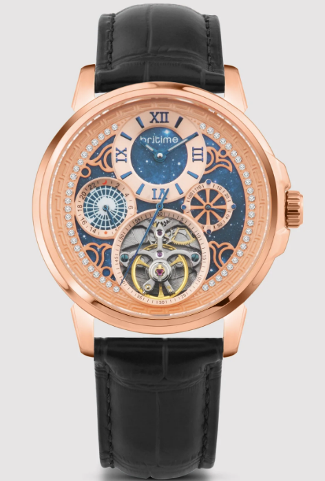 Britime London Heritage Double Tourbillon Green Leather Automatic Watch