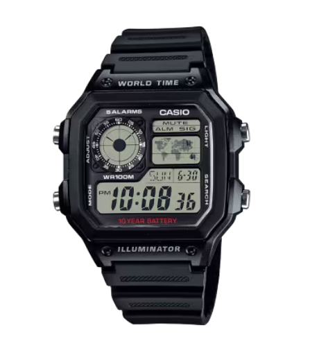 Casio Youth Digital Black Dial Resin Strap Men's Watch (Model: AE-1200WH-1AV)