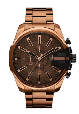 Diesel Mega Chief Chronograph Brown Dial Bronze-Tone Men's Watch (Model: DZ4459)