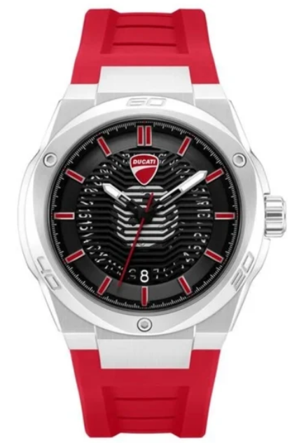 Ducati Touring Red Silicone Strap Black Dial Men's Watch (Model: DTWGB0002701W)