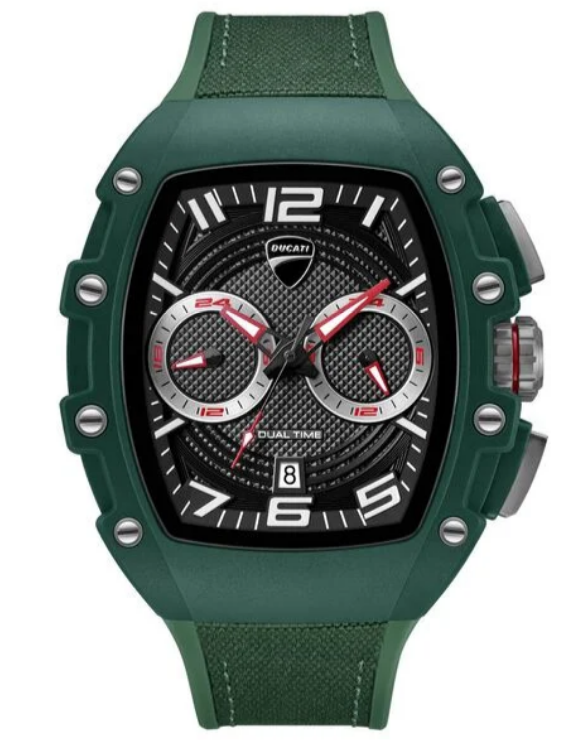 My Ducati Dual Time Green Silicone Strap Men's Watch (Model: DTWGO0000505W)