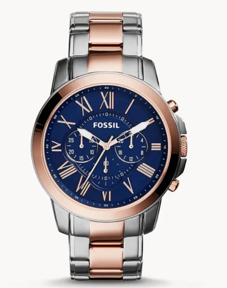 Fossil Grant Chronograph Blue Dial Two-Tone Men's Watch (Model: FS5024)