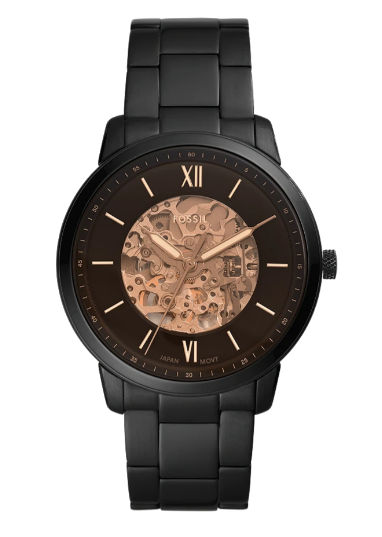 Fossil Neutra Skeleton Black Dial Stainless Steel Automatic Men's Watch (Model: ME3255)