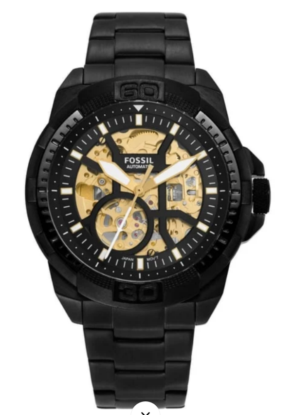 Fossil Bronson Black Skeleton Dial Stainless Steel Automatic Men's Watch (Model: ME3217)