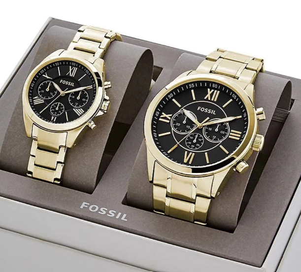 Fossil Modern Courier Chronograph Black Dial Watch Gift Set (Model: BQ2400SET)