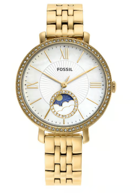 Fossil Jacqueline Sun-Moon Indicator White Dial Gold Women's Watch (Model: ES5166)