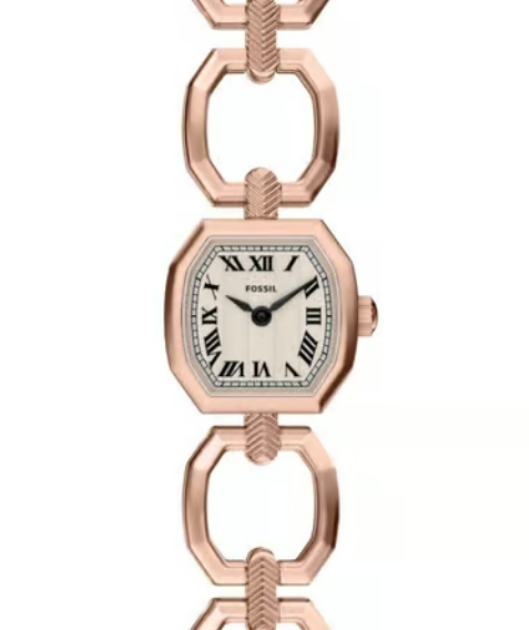 Fossil Carlie Octagonal Off-White Dial Rose Gold Women's Watch (Model: ES5315)
