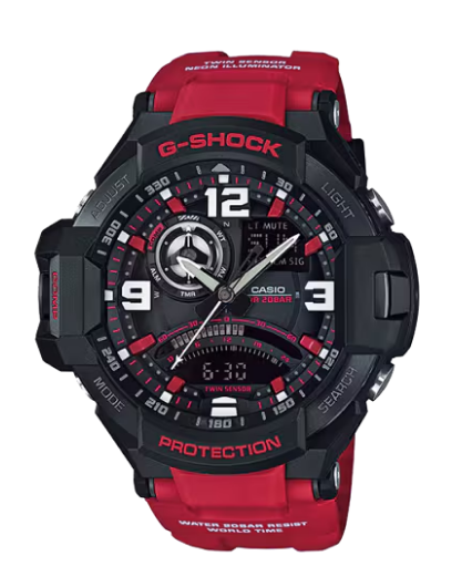 Casio G-Shock Gravitymaster Twin Sensor Red Resin Strap Watch (Model: GA-1000-4B)
