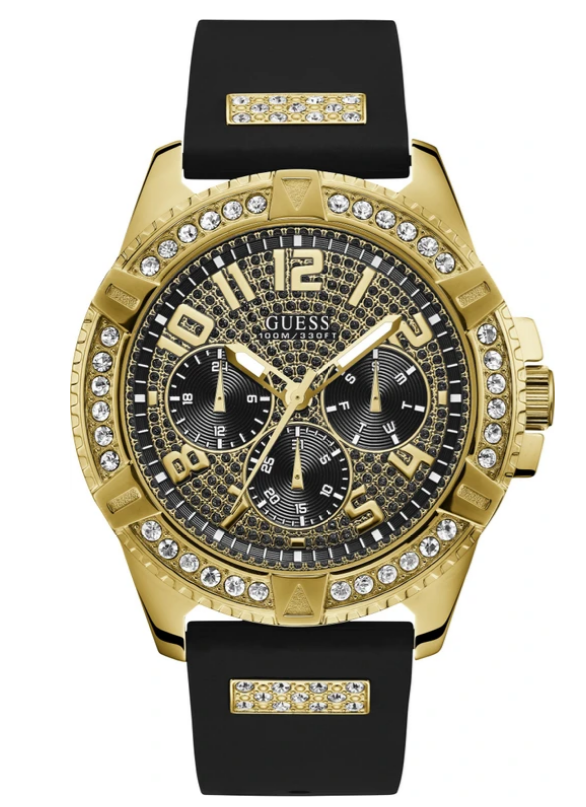 Guess Frontier Black Dial Gold Stainless Steel Men's Watch (Model: W1132G1)