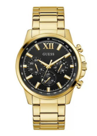 Guess Continental Black Dial Gold Stainless Steel Men's Watch (Model: GW0260G2)