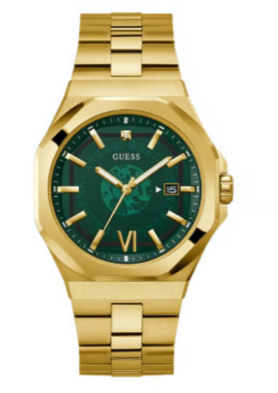 Guess Connoisseur Green World Map Gold Men's Watch (Model: GW0573G1)