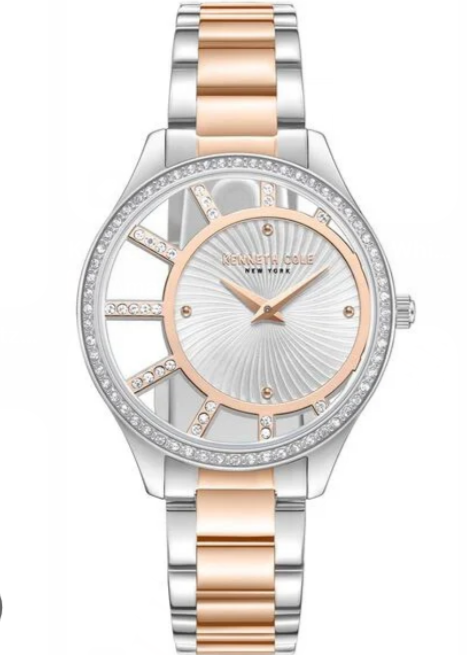 Kenneth Cole New York Transparent Dial Crystal Silver and Rose Gold Stainless Steel Women's Watch (Model: KCWLG2123503)