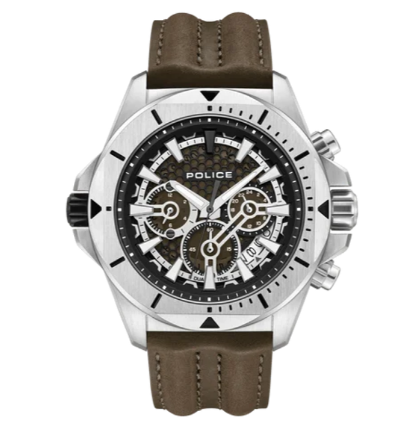 Police Watches Mod. Brown Leather Men's Watch (Model: PEWGF0054501)