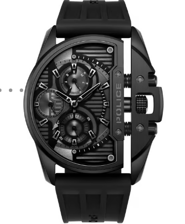 Police Daintree Multifunction Black Silicone Men's Watch (Model: PEWJF2203602)