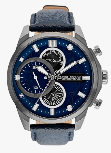 Police Reactor Blue Dial Blue Leather Men's Watch (Model: PEWGK0039205)