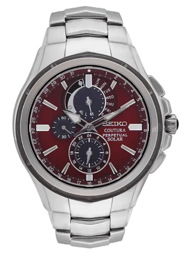 Seiko Coutura Perpetual Solar Calendar Burgundy Dial Men's Watch (Model: SSC763P1)