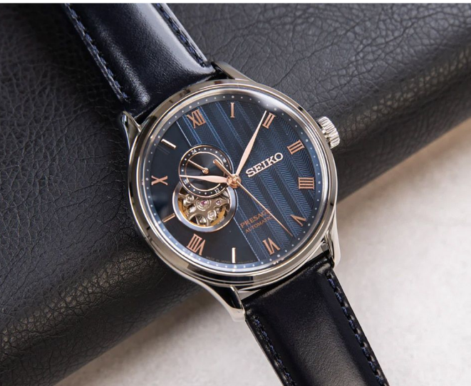 Seiko Presage Zen Garden Open Heart Blue Dial Men's Watch (Model: SSA421J1)