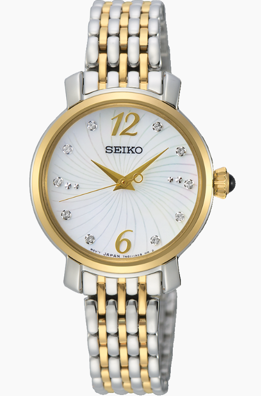 Seiko Ladies Diamond Dial Two-Tone Stainless Steel Watch (Model: SRZ522P1)