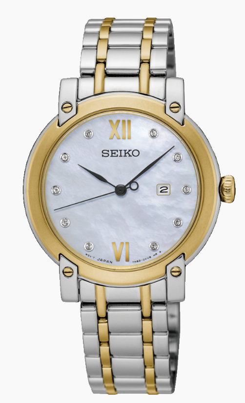 Seiko Discover More Mother of Pearl Dial Two-Tone Women's Watch (Model: SXDG84P1)
