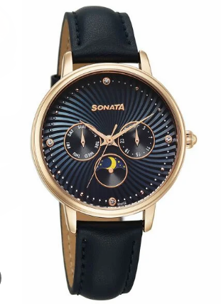 Sonata Festive 2.0 Quartz Analog Blue Dial Leather Strap Women's Watch (Model: SP81223WL02)