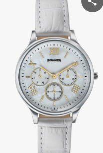 Sonata Axis Quartz Analog White Mother of Pearl Dial Women's Watch (Model: SP8119WL01)