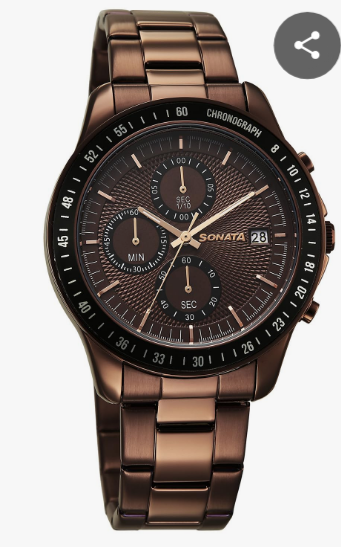 Sonata Chronograph Brown Dial Stainless Steel Men's Watch (Model: SP70014NL01)