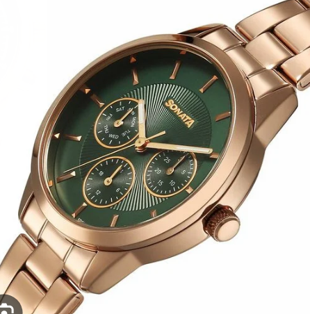 Sonata Festive 2.0 Multi-Function Green Dial Rose Gold Women's Watch (Model: SP81223WM01)