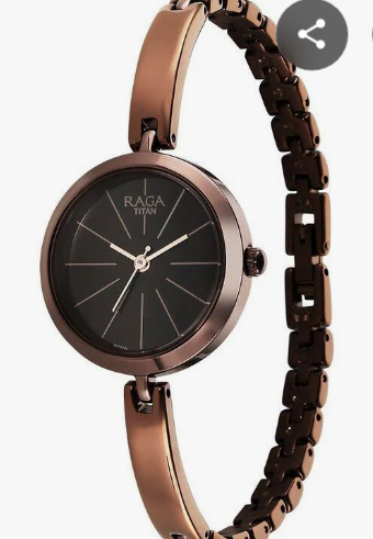 Titan Raga Viva Quartz Analog Brown Dial Brown Metal Bangle Strap Women's Watch (Model: NS2606QM03)