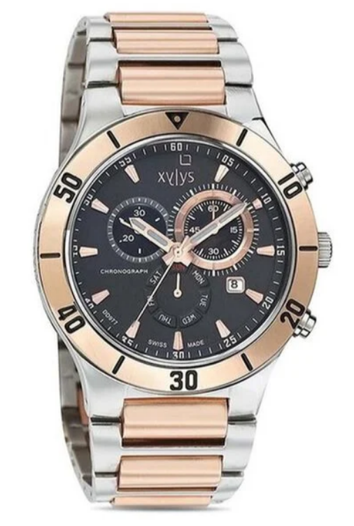 Xylys Men Classic Chronograph Black Dial Two-Tone Watch (Model: CL9461BM01)