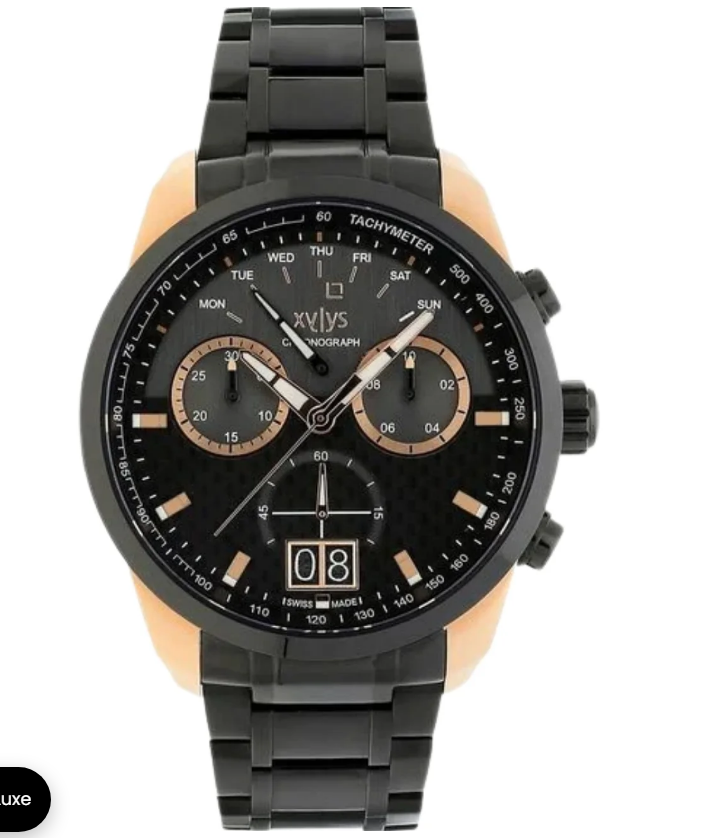 Xylys Men Sports Chronograph Carbon Dial Two-Tone Watch (Model: CL9478NM01)